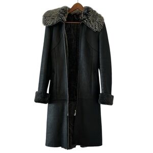 Giannetti  Black Shearling Hooded Coat